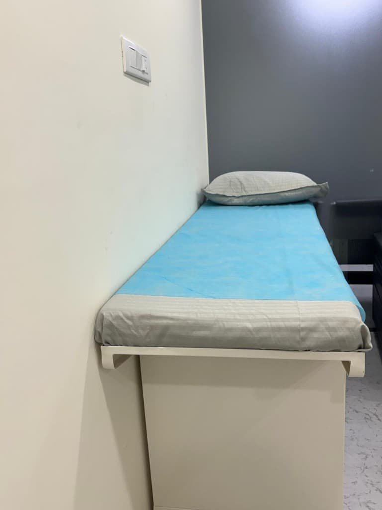 Medical examination table in a pediatric consultation room