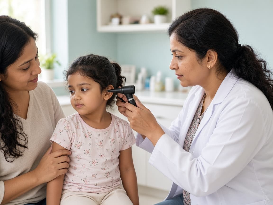 Throat and ear infection evaluation at Dr. Lavanya Kids Care, Hyderabad