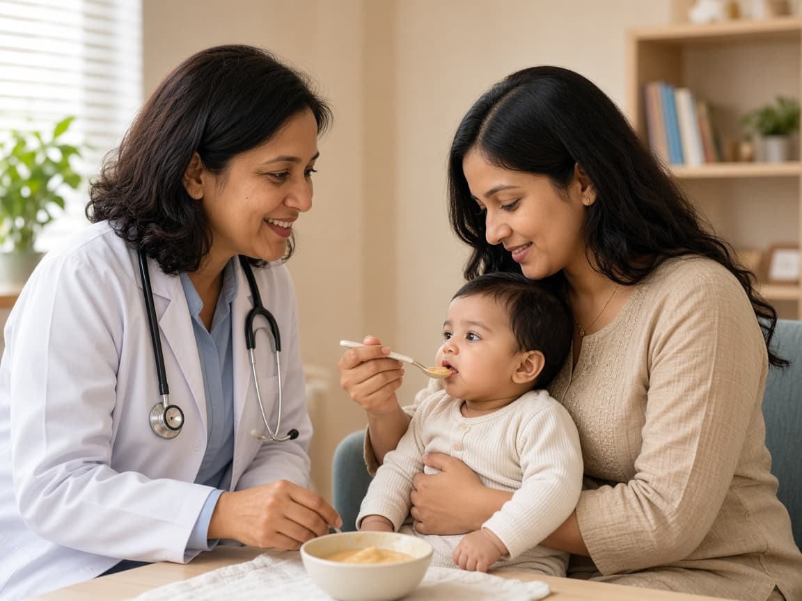 Complementary feeding counseling for infants at Dr. Lavanya Kids Care, Hyderabad